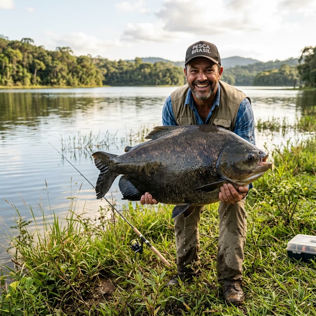 Pescador em ação no lago principal