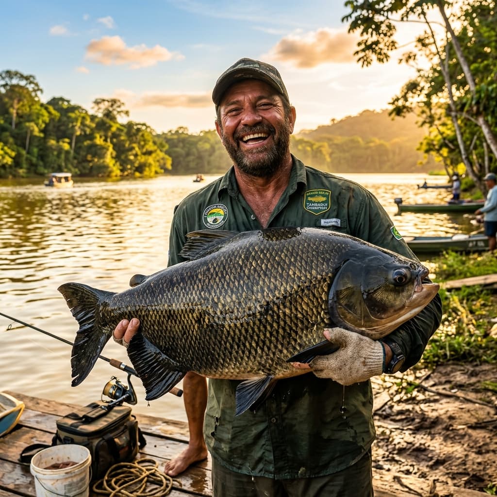 Tambaqui fisgado no pesqueiro